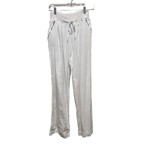 Ci Sono Pants - Ci Sono Smocked Waist Linen Blend Pants White Women’s Large